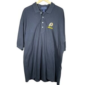 Vintage Antigua Mens XL Black Washington Redskins Polo Shirt Short Sleeve